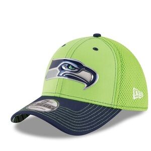 Men's New Era Neon Green Seattle Seahawks NFL Kickoff Neo 39THIRTY Flex Hat
